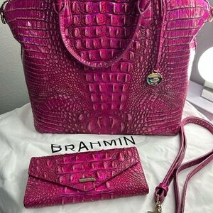 Brahmin Pink Potion Large Duxbury Comes with Strap & Veronica Wallet.